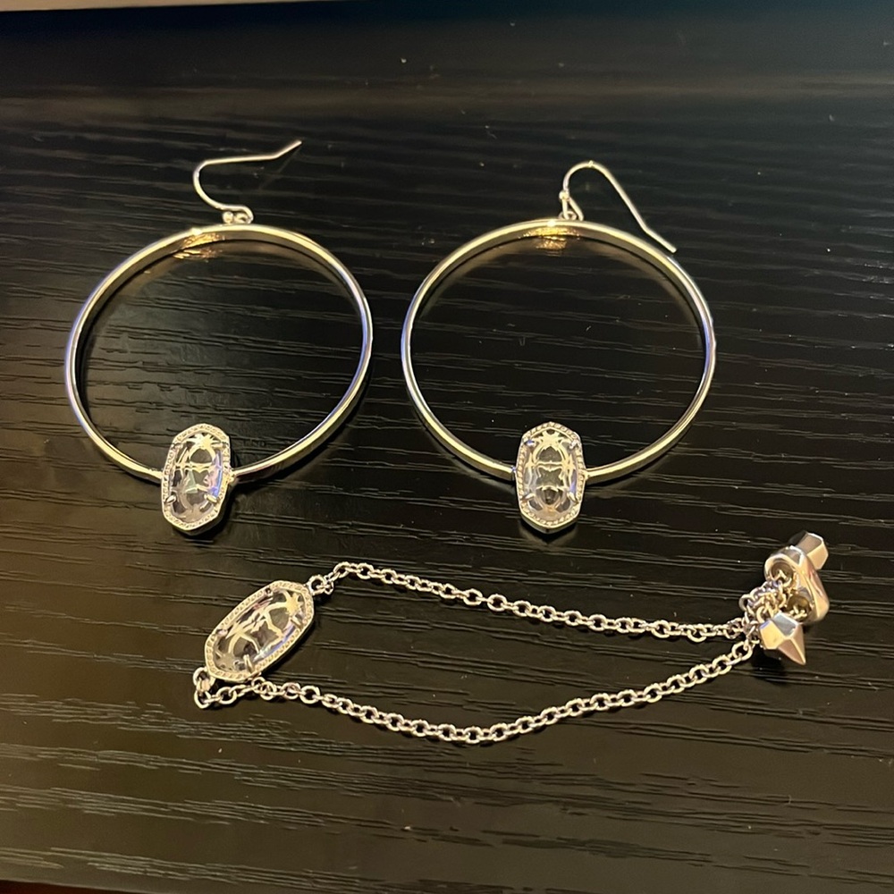 Never Worn Kendra Scott Elora Hoops and matching Eliana Silver Bracelet